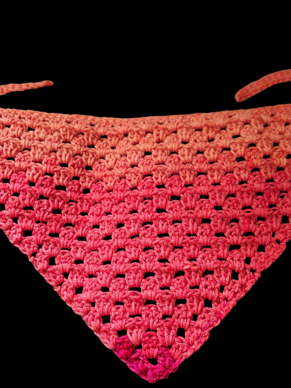 Handcrafted Gradient Pink Crochet Bandana Scarf